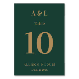 Bruiloft Monogram Minimalist Emerald Groen Goud Kaart