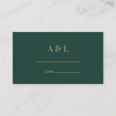 Bruiloft Monogram Minimalist Emerald Groen Goud Plaatskaartje (Achterkant)