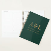 Bruiloft Monogram Minimalist Emerald Groen Goud Planner (Display)