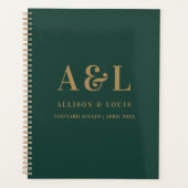 Bruiloft Monogram Minimalist Emerald Groen Goud Planner (Voorkant)