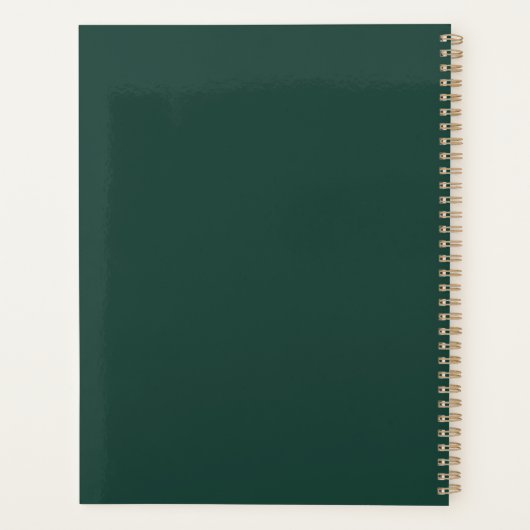 Bruiloft Monogram Minimalist Emerald Groen Goud Planner (Achterkant)