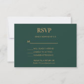 Bruiloft Monogram Minimalist Emerald Groen Goud RSVP Kaartje (Voorkant)