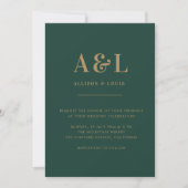 Bruiloft Monogram Minimalist Emerald Groen Goud Save The Date (Voorkant)