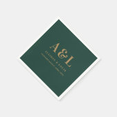 Bruiloft Monogram Minimalist Emerald Groen Goud Servet (Hoek)