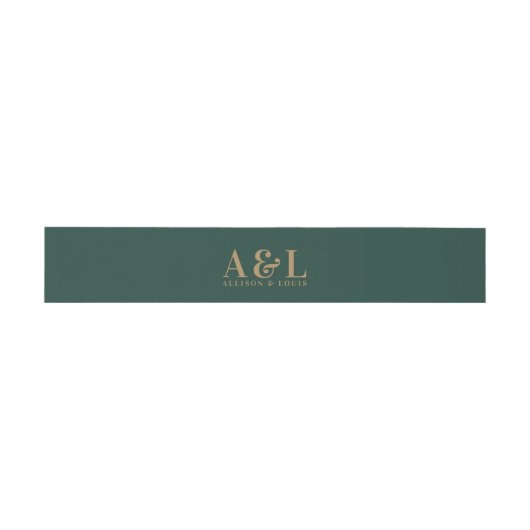 Bruiloft Monogram Minimalist Emerald Groen Goud Uitnodigingen Wikkel (Vlak)