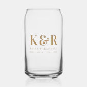 Bruiloft Monogram Minimalistisch Eenvoudig Goud Blikvorm Glas (Voorkant)