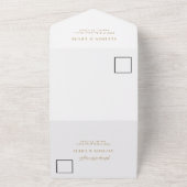 Bruiloft Monogram Minimalistisch Wit Goud All In One Uitnodiging (Buitenkant)