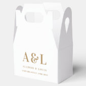 Bruiloft Monogram Minimalistisch Wit Goud Bedankdoosjes (Geopend)