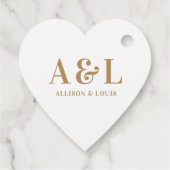 Bruiloft Monogram Minimalistisch Wit Goud Bedankjes Labels (Achterkant)