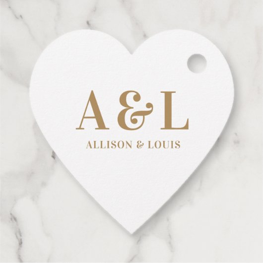 Bruiloft Monogram Minimalistisch Wit Goud Bedankjes Labels (Achterkant)