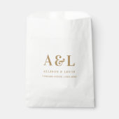 Bruiloft Monogram Minimalistisch Wit Goud Bedankzakje (Voorkant)