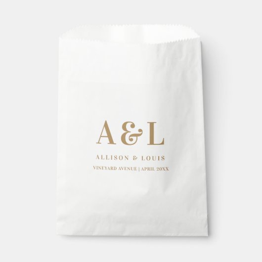 Bruiloft Monogram Minimalistisch Wit Goud Bedankzakje (Voorkant)