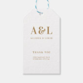 Bruiloft Monogram Minimalistisch Wit Goud Cadeaulabel (Voorkant)