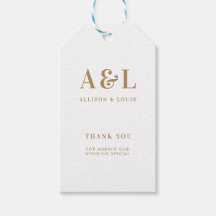 Bruiloft Monogram Minimalistisch Wit Goud Cadeaulabel
