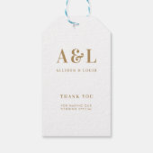 Bruiloft Monogram Minimalistisch Wit Goud Cadeaulabel (Achterkant)