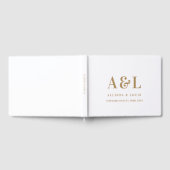 Bruiloft Monogram Minimalistisch Wit Goud Gastenboek (Volledig)