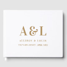 Bruiloft Monogram Minimalistisch Wit Goud