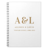 Bruiloft Monogram Minimalistisch Wit Goud Notitieboek (Voorkant)