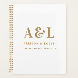 Bruiloft Monogram Minimalistisch Wit Goud Planner