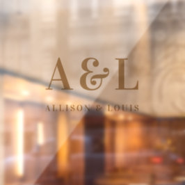 Bruiloft Monogram Minimalistisch Wit Goud Raamsticker