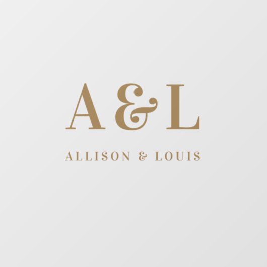 Bruiloft Monogram Minimalistisch Wit Goud Raamsticker (Vel)