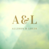 Bruiloft Monogram Minimalistisch Wit Goud Raamsticker (Vel 3)