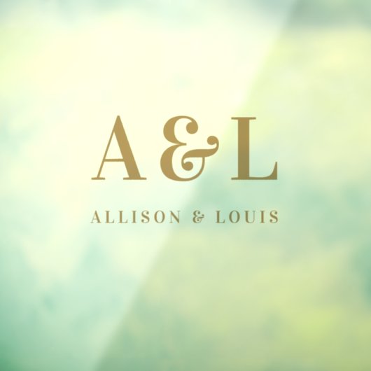 Bruiloft Monogram Minimalistisch Wit Goud Raamsticker (Vel 3)