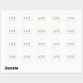 Bruiloft Monogram Minimalistisch Wit Goud Ronde Sticker (Vel)