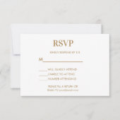 Bruiloft Monogram Minimalistisch Wit Goud RSVP Kaartje (Voorkant)