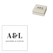 Bruiloft Monogram Minimalistisch Wit Goud Rubberstempel (Gestempeld)