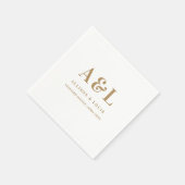 Bruiloft Monogram Minimalistisch Wit Goud Servet (Hoek)