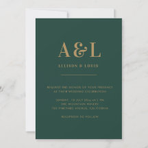 Bruiloft Monogram Minimalistische Smaragd Gold