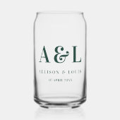 Bruiloft Monogram Minimalistische Smaragd Groen Blikvorm Glas (Voorkant)
