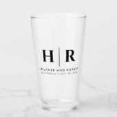 Bruiloft Monogram Moderne Custom Bruid en bruidego Glas (Voorkant)