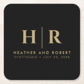 Bruiloft Monogram Moderne Custom Bruid en bruidego Kartonnen Onderzetters (Voorkant)