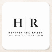 Bruiloft Monogram Moderne Custom Bruid en bruidego Kartonnen Onderzetters (Voorkant)