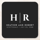 Bruiloft Monogram Moderne Custom Bruid en bruidego Kartonnen Onderzetters (Voorkant)