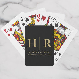 Bruiloft Monogram Moderne Custom Bruid en bruidego Pokerkaarten
