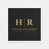 Bruiloft Monogram Moderne Custom Bruid en bruidego Servet (Voorkant)