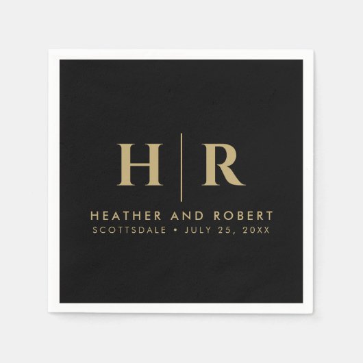 Bruiloft Monogram Moderne Custom Bruid en bruidego Servet (Voorkant)