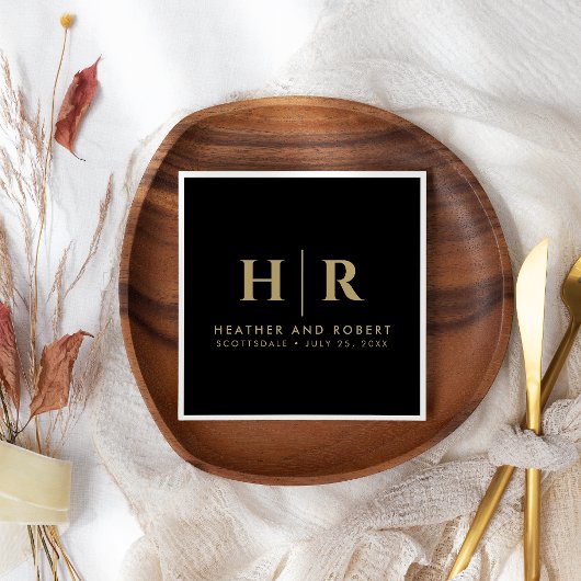 Bruiloft Monogram Moderne Custom Bruid en bruidego Servet