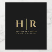 Bruiloft Monogram Moderne Custom Bruid en bruidego Wijn Etiket (Enkel label)