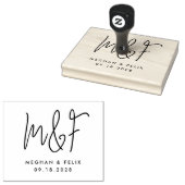 Bruiloft Monogram Moderne Script Namen Rubberstempel (Gestempeld)