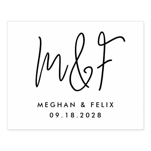 Bruiloft Monogram Moderne Script Namen Rubberstempel (Afrduk)
