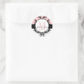 Bruiloft Monogram Namen Damask Roze Wit Label (Tas)