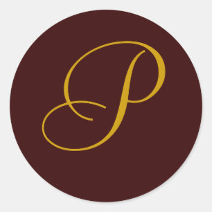 Bruiloft Monogram P Gold Seal Sticker