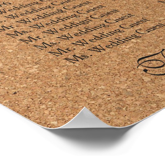 Bruiloft Monogram Plaatskaart van Korken van Landw Poster (Hoek)