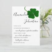 Bruiloft Monogram QR Zwart Wit Vierbladig Klaver Kaart (Staand voorkant)