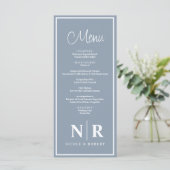 Bruiloft monogram receptie of Verloving diner Menu (Staand voorkant)