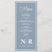 Bruiloft monogram receptie of Verloving diner Menu (Voorkant)